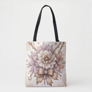 Dusty Rose Vintage Blommig Brudtjej Tygkasse