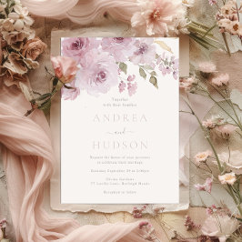 Dusty Rose Watercolor Flowers Wedding Inbjudningar
