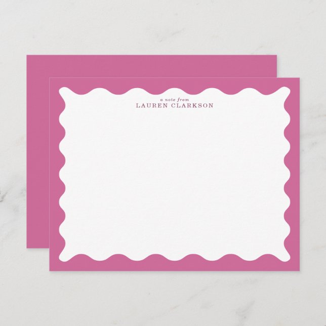 Dusty Rose Wavy Frame Note Card Inbjudningar (Fram/baksida)