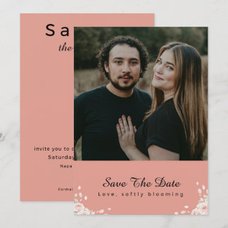 Dusty Rose Whispered Petal Modern Script photo Spara Datumet