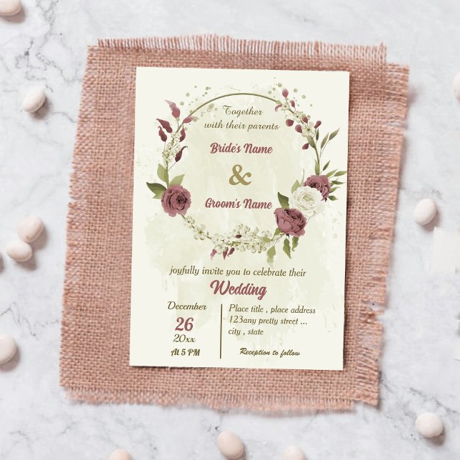 dusty rose white flowers botanical wedding inbjudningar (Skapare uppladdad)