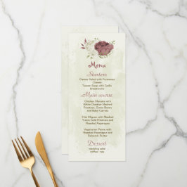 dusty rose white flowers botanical wedding meny