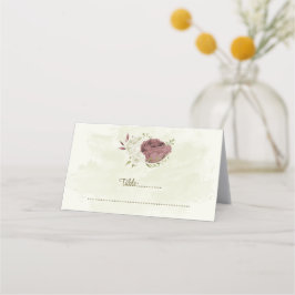dusty rose white flowers botanical wedding placeringskort