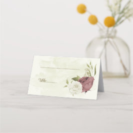 dusty rose white flowers botanical wedding placeringskort