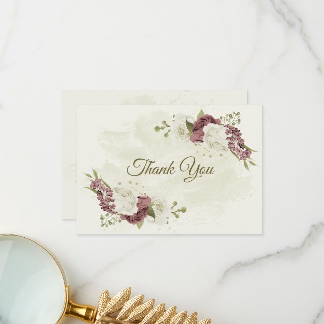dusty rose white flowers botanical wedding tack kort (Fram/Back In Situ)