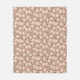 Dusty Rose White Modern Farmhouse Daisy Pattern Fleecefilt