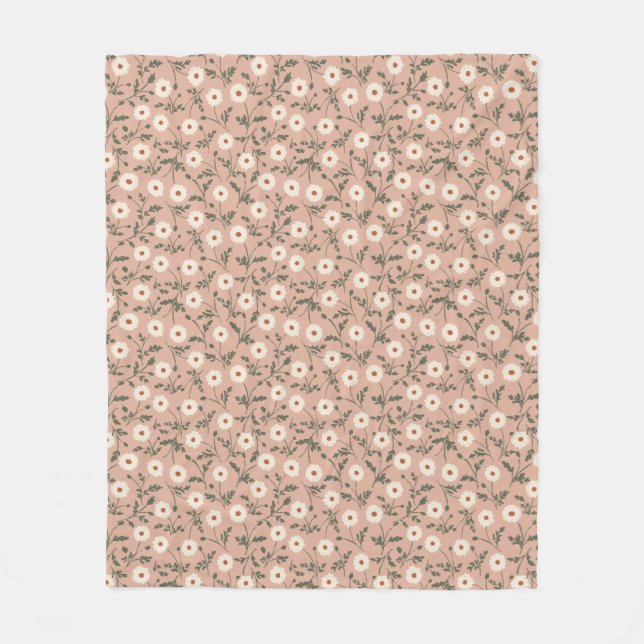 Dusty Rose White Modern Farmhouse Daisy Pattern Fleecefilt (Framsidan)