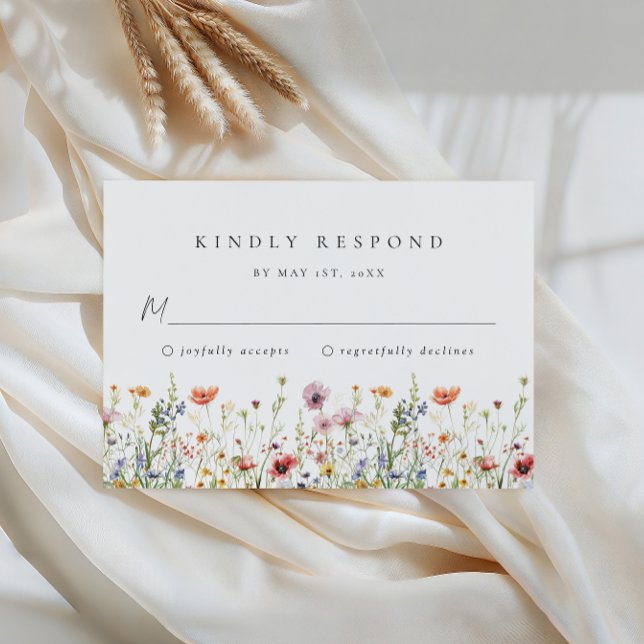 Dusty Rose Wildflower Wedding RSVP Card OSA Kort (Skapare uppladdad)