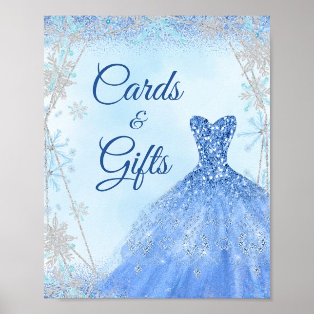 Dusty Royale Winter Snowflake Princess Quinceañera Poster (Framsidan)