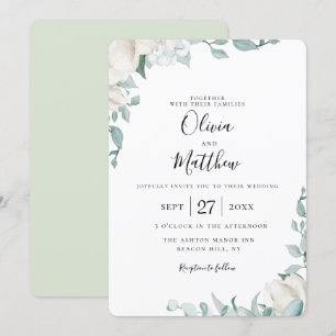 Dusty Sage Botanical Wedding bjudande Inbjudningar