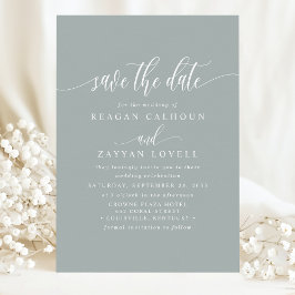 Dusty Sage Elegant Kalligrafi Save The Date Spara Datumet