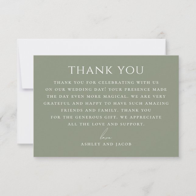 Dusty Sage Green Botanical Wedding | Nature Earthy Tack Kort (Framsida)