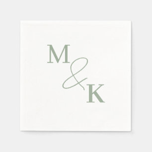 Dusty Sage Grönt Ampersand Monogram Bröllop Napkin Pappersservett