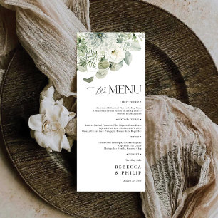 Dusty Sage Grönt Bröllop Flat Menu Meny