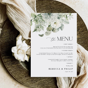 Dusty Sage Grönt Bröllop Flat Menu Meny