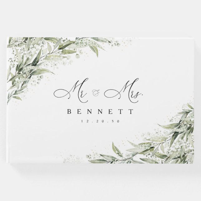 Dusty Sage Grönt Bröllop Guest Bok (Framsida)