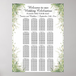 Dusty Sage Grönt Flowers 16 Bord Bröllop Seating Poster