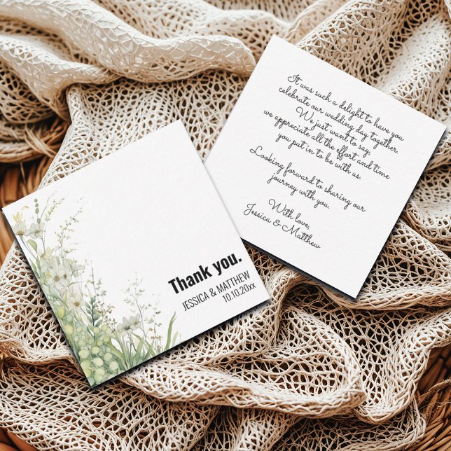 Dusty Sage Grönt Flowers Bröllop - tackkort Anteckningskort (Skapare uppladdad)