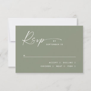 Dusty Sage Grönt minimalist Bröllop Målval OSA Kort