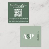 Dusty Sage Grönt Monogram QR Code Bröllop webbplat