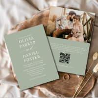Dusty Sage Grönt QR-kod Foto Bröllop