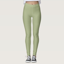 Dusty Sage Grönt Solid Färg Leggings