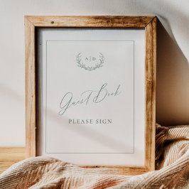 Dusty Sage Guest Book Wedding Table Sign Decor Poster