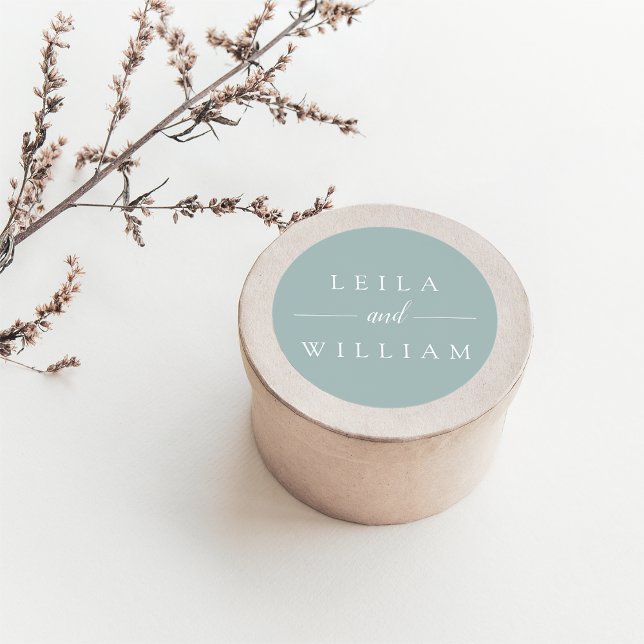 Dusty Sage Personlig Bröllop Runt Klistermärke (Skapare uppladdad)