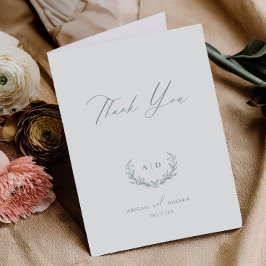Dusty Sage Thank you Wedding Folded Note Card Tack Kort