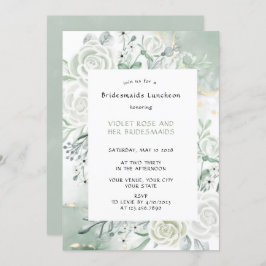 Dusty Sage Watercolor Blommigt Bridesmaids Luncheo Inbjudningar