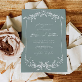 Dusty Sage Wedding Invitation Announcement Card Inbjudningar