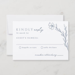 Dusty Steel Blue Modern Stenciled Botanical OSA Kort