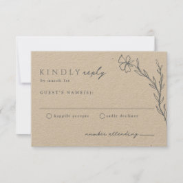 Dusty Steel Blue Modern Stenciled Botanical OSA Kort