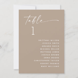 Dusty Taupe-minimalistiskt sittdiagram för Bröllop Inbjudningar
