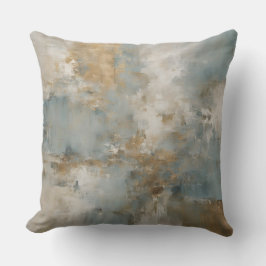 Dusty Teal Blue Guld Abstrakt Kudde