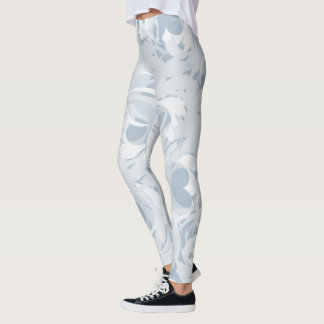 Dusty Teal Blue Mönster A Leggings