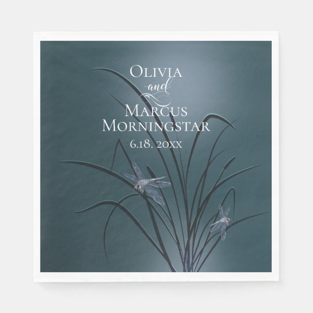 Dusty Teal Dragonfly Pappersservett (Framsidan)