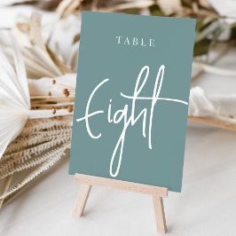 Dusty Teal Hand Scripted Bord EIGHT Bordsnummer