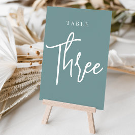 Dusty Teal Hand Scripted Bord THREE Bordsnummer