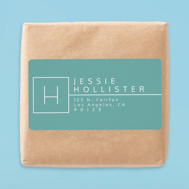 Dusty Teal Monogrammed Returadress Fraktsedel (Skapare uppladdad)