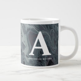Dusty Teal Multi-färg Marble Anpassningsbar Initia Jumbo Mugg