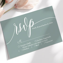 Dusty Teal Simple Script Bröllop OSA Card Kort