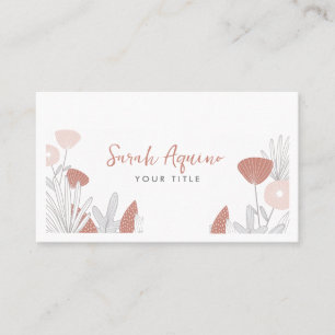 Dusty Terracotta Rosa Whimsical Flowers Visitkort