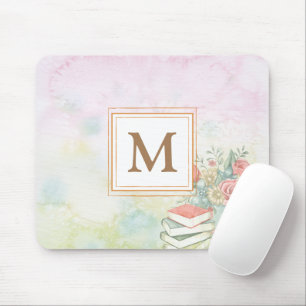 Dusty Vattencolor blommigt monogrammad minimalist Musmatta