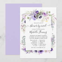 Dusty Violet Blommig Bebis Shower via Post Inbjudningar