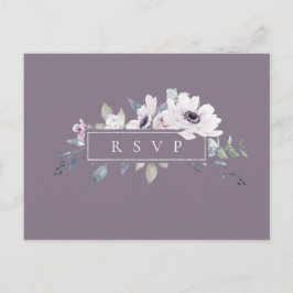 Dusty Violet Blommig Bröllop RSVP Sångförfrågan Inbjudan Vykort