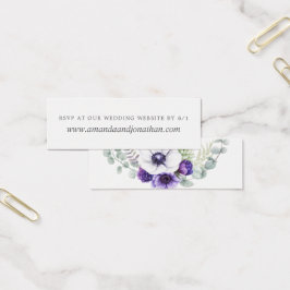 Dusty Violet Bröllop Vattenfärg Blommig RSVP Litet Visitkort
