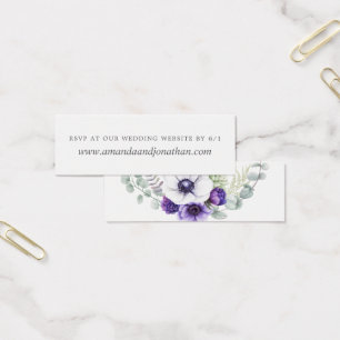 Dusty Violet Bröllop Watercolor Blommigt OSA Litet Visitkort