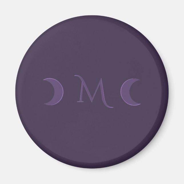 Dusty Violet Crescent Måne Monogram Magnet (Framsidan)