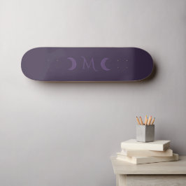Dusty Violet Crescent Måne Monogram Mini Skateboard Bräda 18,5 Cm
